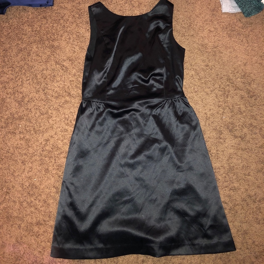 Gap black satin mini dress with pockets!